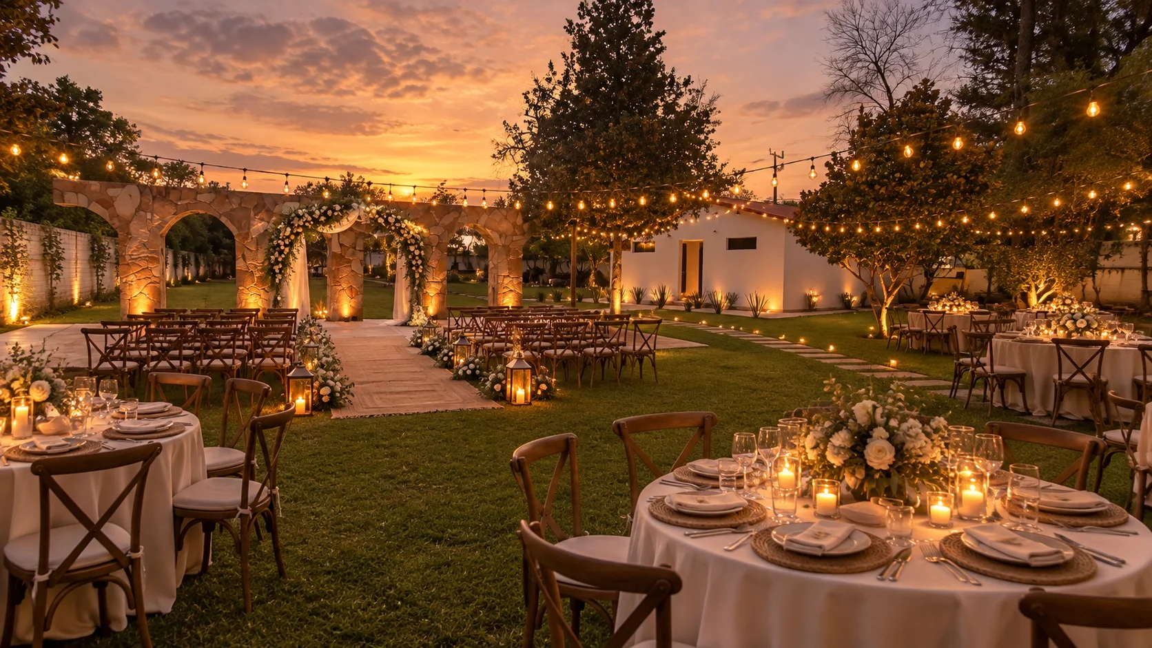 Ejemplo de boda íntima al atardecer en Casa Margarita
