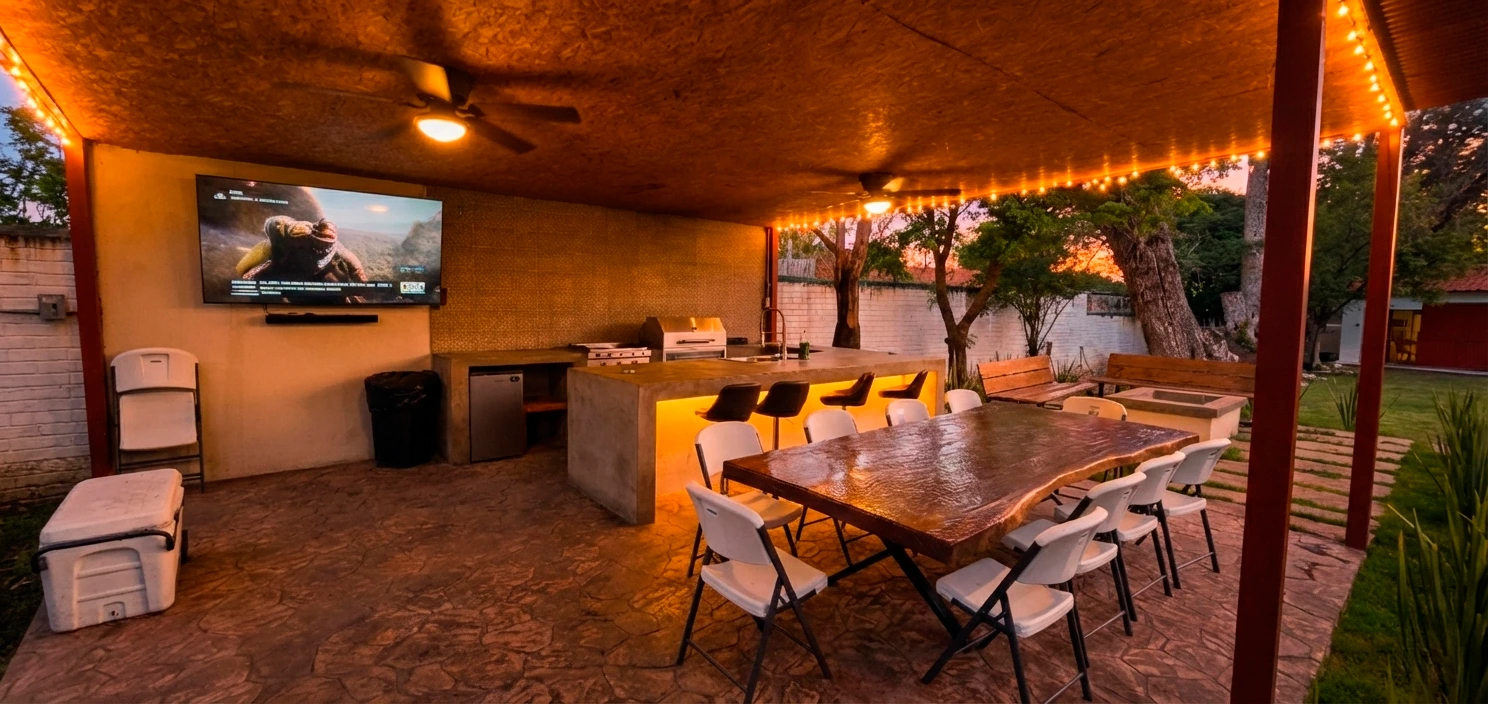 Terraza exterior y asador