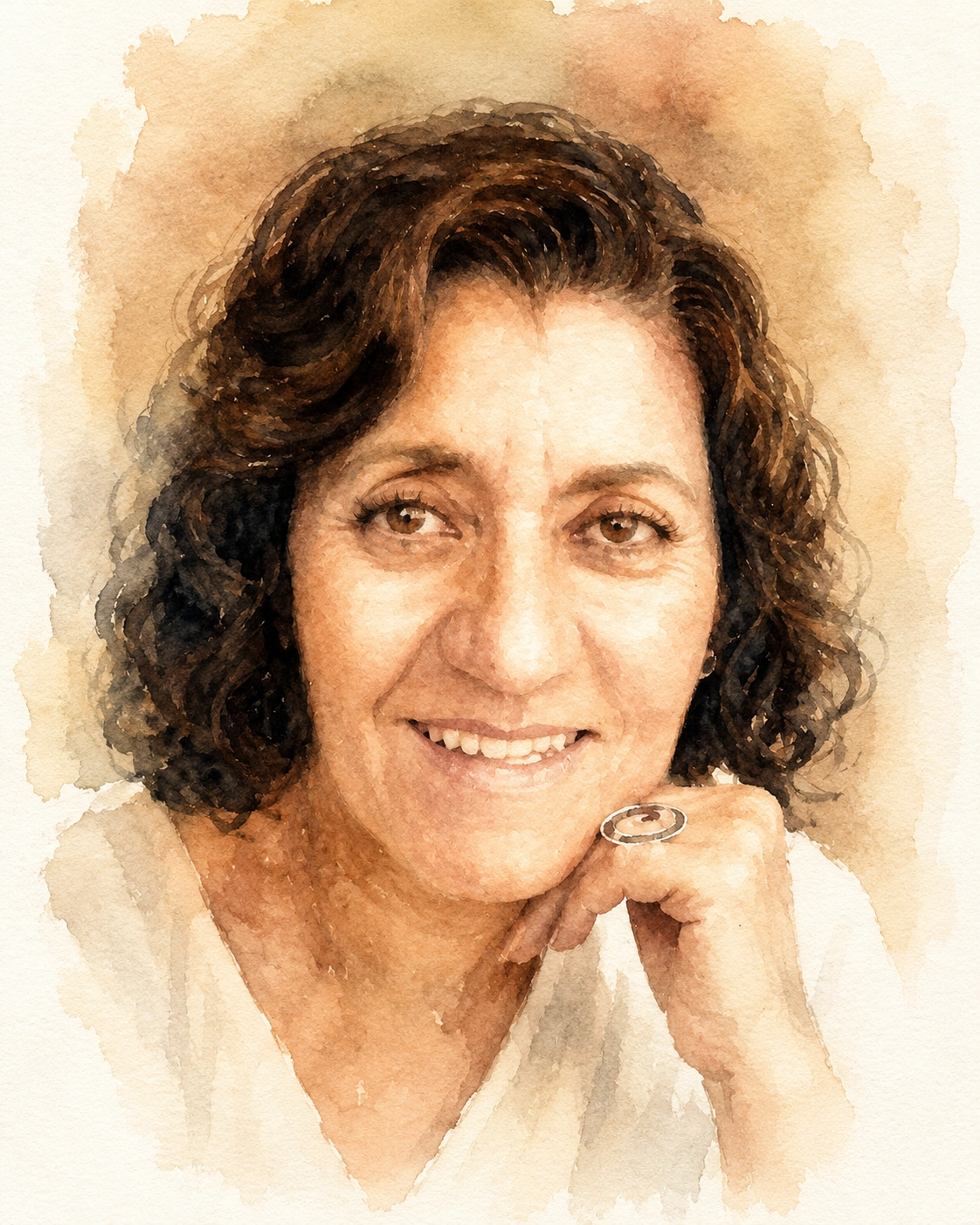 Retrato en acuarela de Olga Margarita García Terrazas